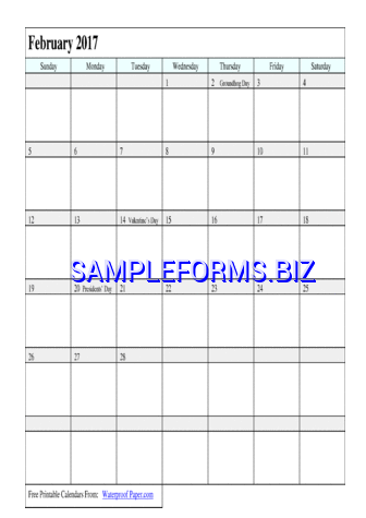 February 2017 Calendar 1 pdf free